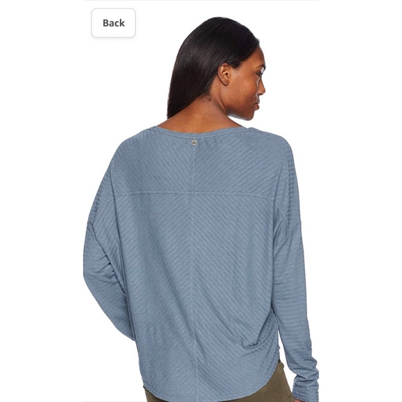 prAna Seabord Long Sleeved Tee - Organic Cotton and Hemp! Striped Blue. - Picture 3 of 6